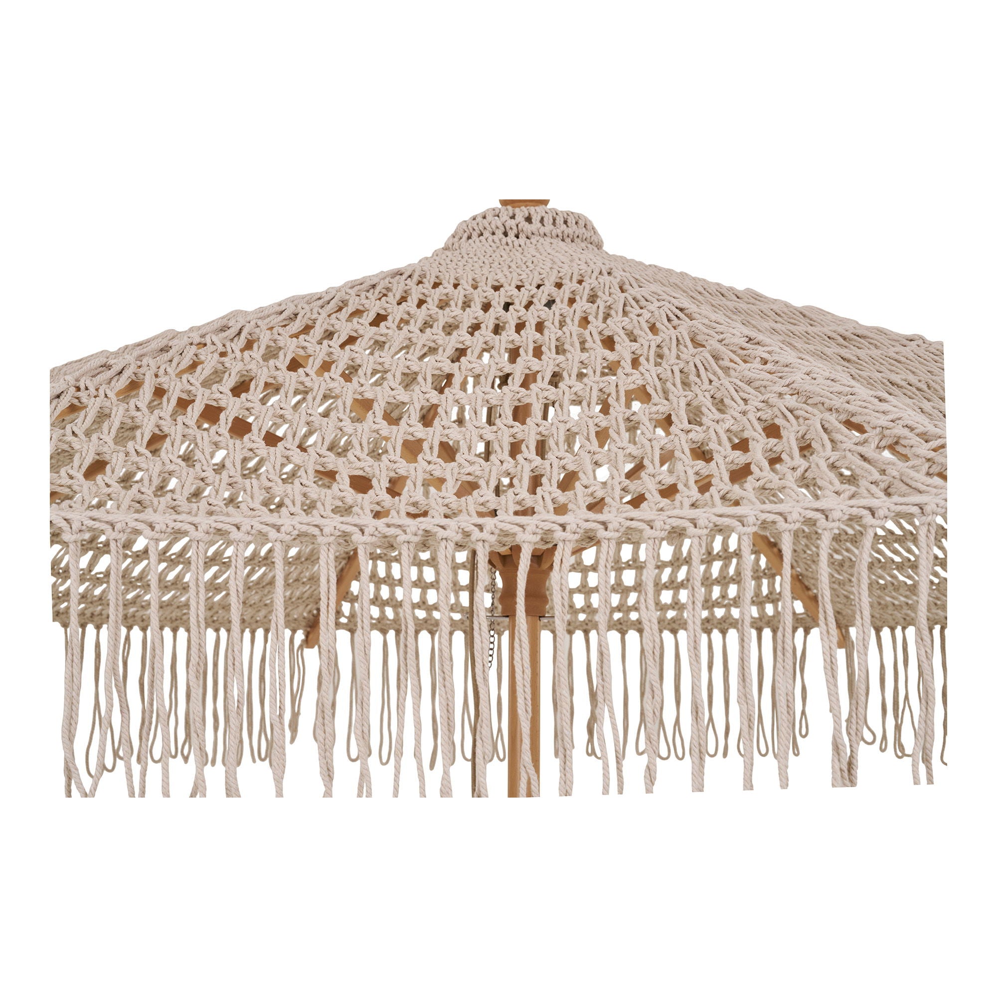 Martos Knitted Parasol - Parasol, cotton, wooden pole, beige<br>ø250 cm